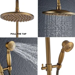 Auralum Max Colonne de Douche avec Robinetterie , Ensemble de Douche avec pommeau + douchette + barre réglable, bronze brossé* Colonne De Douche Mécanique