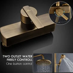 Auralum Max Colonne de Douche avec Robinetterie , Ensemble de Douche avec pommeau + douchette + barre réglable, bronze brossé* Colonne De Douche Mécanique
