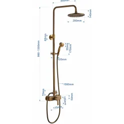 Auralum Max Colonne de Douche avec Robinetterie , Ensemble de Douche avec pommeau + douchette + barre réglable, bronze brossé* Colonne De Douche Mécanique