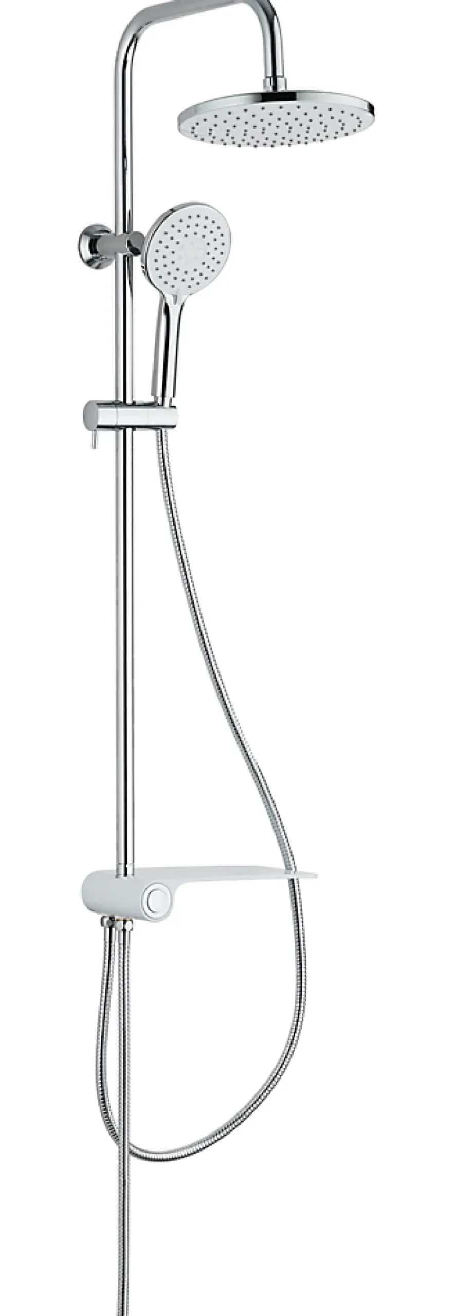 Colonne de douche avec étagère blanche