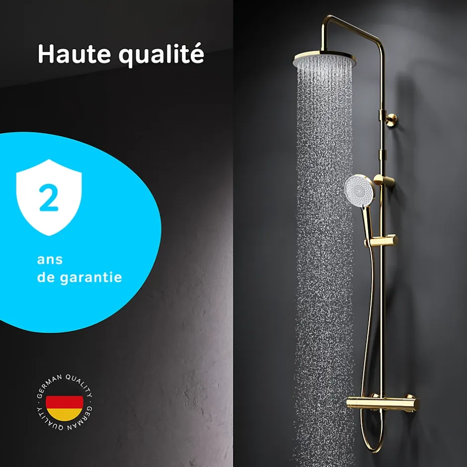 Am.Pm Europe Colonne de douche baignoire thermostatique Système de douche avec mitigeur thermostatique, doré, F07XA499 X-Joy AM.PM