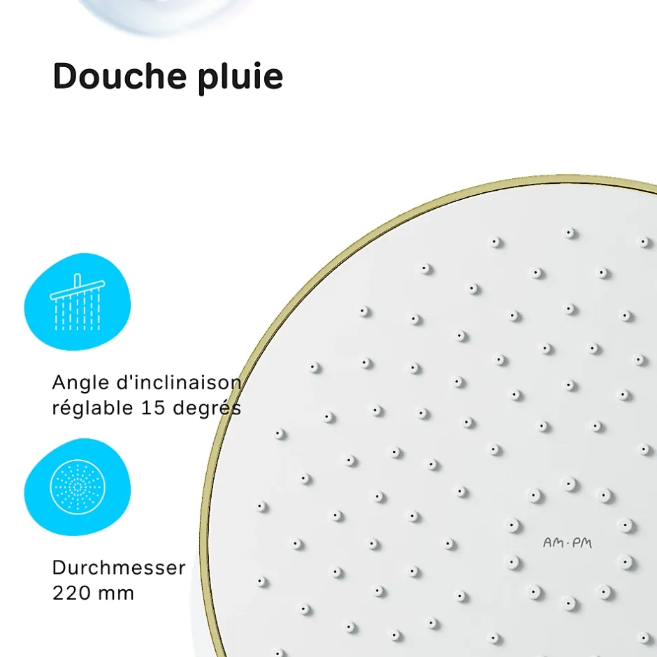 Am.Pm Europe Colonne de douche baignoire thermostatique Système de douche avec mitigeur thermostatique, doré, F07XA499 X-Joy AM.PM