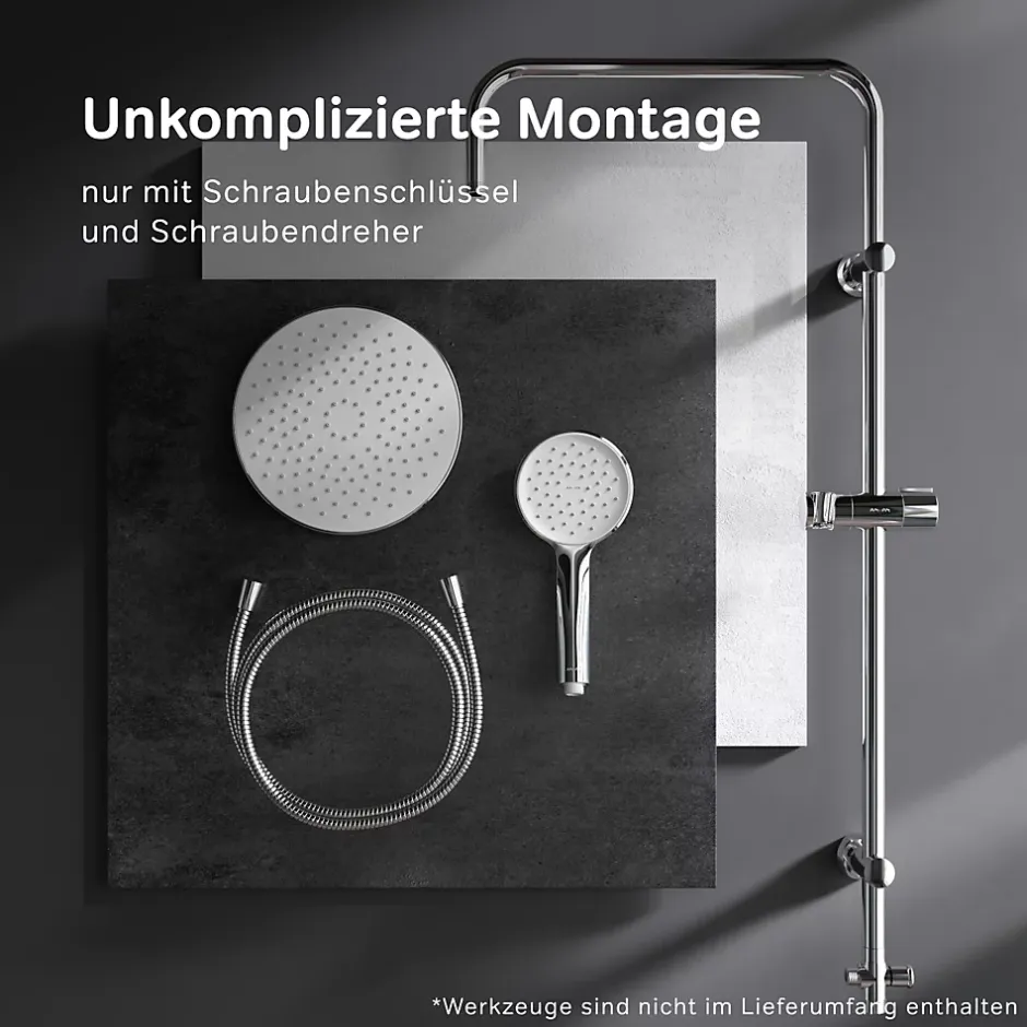 Am.Pm Europe Colonne de douche baignoire sans robinet, Système de douche, Barre de douche Chrome F07TB000 Hit AM.PM