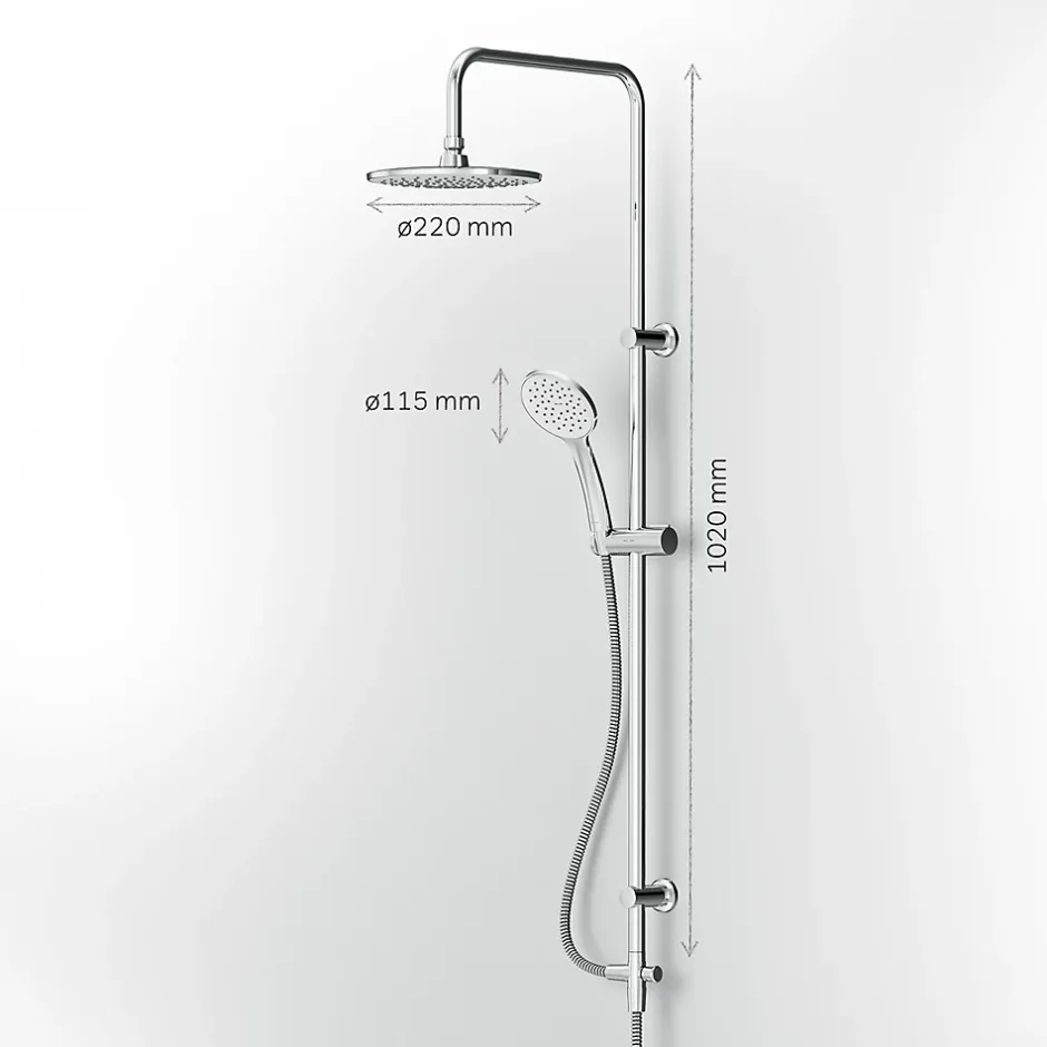 Am.Pm Europe Colonne de douche baignoire sans robinet, Système de douche, Barre de douche Chrome F07TB000 Hit AM.PM