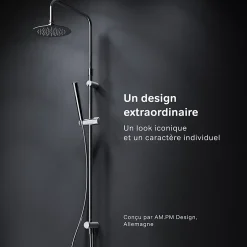 Am.Pm Europe Colonne de douche baignoire sans robinet, Système de douche, Barre de douche Chromé, Spike F07PA000 AM PM