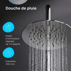 Am.Pm Europe Colonne de douche baignoire sans robinet, Système de douche, Barre de douche Chromé, Spike F07PA000 AM PM