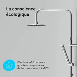 Am.Pm Europe Colonne de douche baignoire sans robinet, Système de douche, Barre de douche Chromé, Spike F07PA000 AM PM