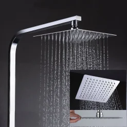 Kibath Colonne de douche carrée EXTRA FLAT, 73-122 cm, finition chrome poli, en laiton