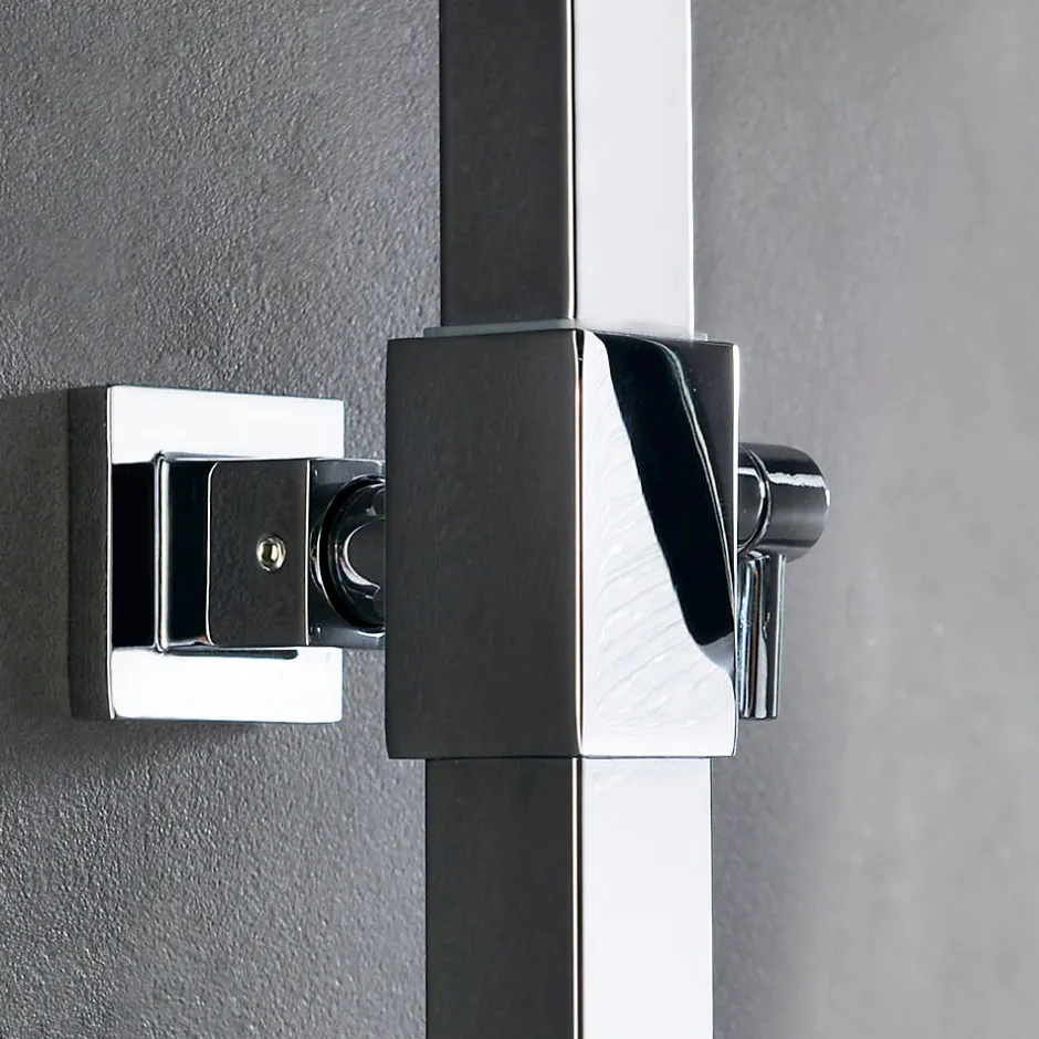 Kibath Colonne de douche carrée EXTRA FLAT, 73-122 cm, finition chrome poli, en laiton
