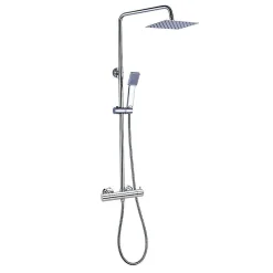 Kibath Colonne de douche carrée extra-longue VERARA, 100-150 cm, finition chrome poli, en laiton* Colonne De Douche Mécanique