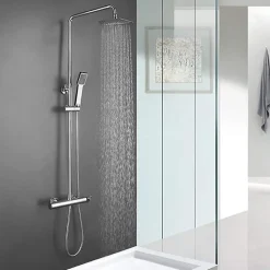 Kibath Colonne de douche carrée extra-longue VERARA, 100-150 cm, finition chrome poli, en laiton* Colonne De Douche Mécanique