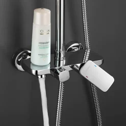 Kibath Colonne de douche carrée extra-longue DUA, 100-150 cm, finition chrome poli, en laiton* Colonne De Douche Mécanique