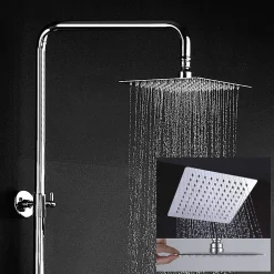 Kibath Colonne de douche carrée extra-longue DUA, 100-150 cm, finition chrome poli, en laiton* Colonne De Douche Mécanique