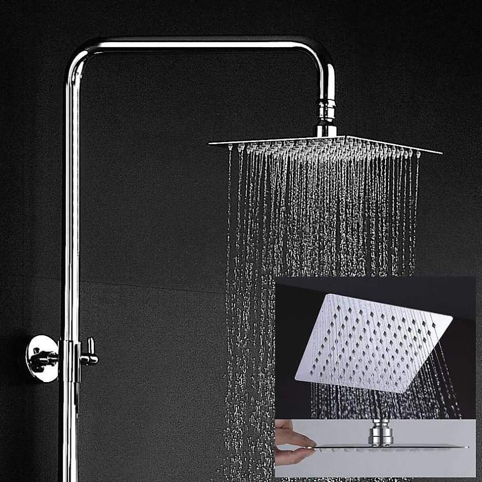 Kibath Colonne de douche carrée extra-longue DUA, 100-150 cm, finition chrome poli, en laiton* Colonne De Douche Mécanique