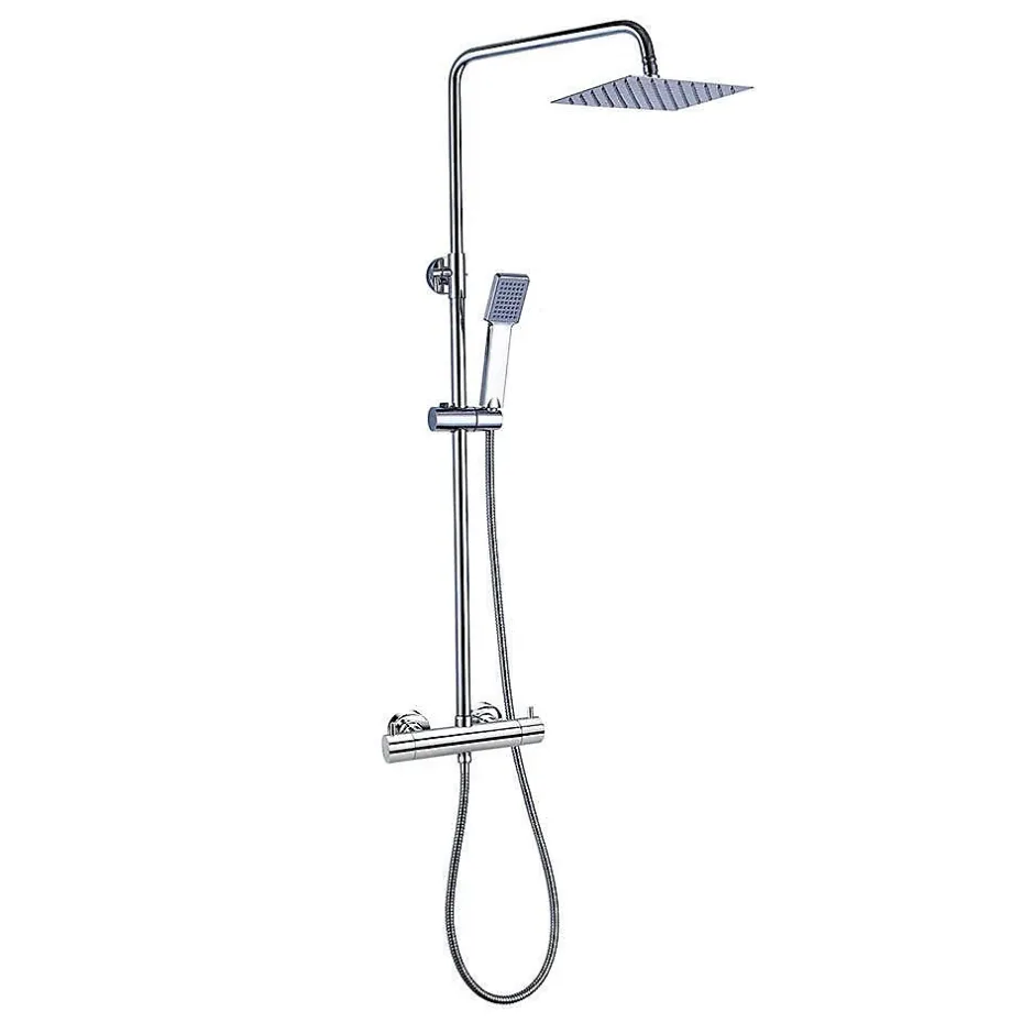 Kibath Colonne de douche carrée monocommande VERARA, 83-126 cm, finition chrome poli, en laiton* Colonne De Douche Mécanique