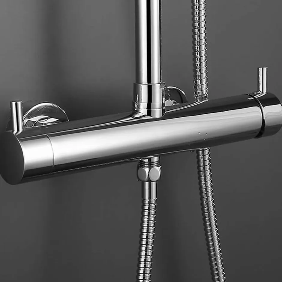 Kibath Colonne de douche carrée monocommande VERARA, 83-126 cm, finition chrome poli, en laiton* Colonne De Douche Mécanique