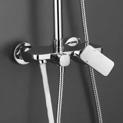 Kibath Colonne de douche carrée monocommande DUA, 79-125 cm, finition chrome poli, en laiton* Colonne De Douche Mécanique