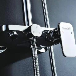 Kibath Colonne de douche carrée monocommande DUA, 79-125 cm, finition chrome poli, en laiton* Colonne De Douche Mécanique