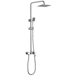 Kibath Colonne de douche carrée monocommande VER 83-126 cm, finition chrome poli, en laiton* Colonne De Douche Mécanique