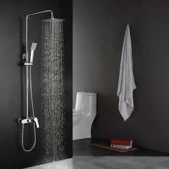 Kibath Colonne de douche carrée monocommande VER 83-126 cm, finition chrome poli, en laiton* Colonne De Douche Mécanique