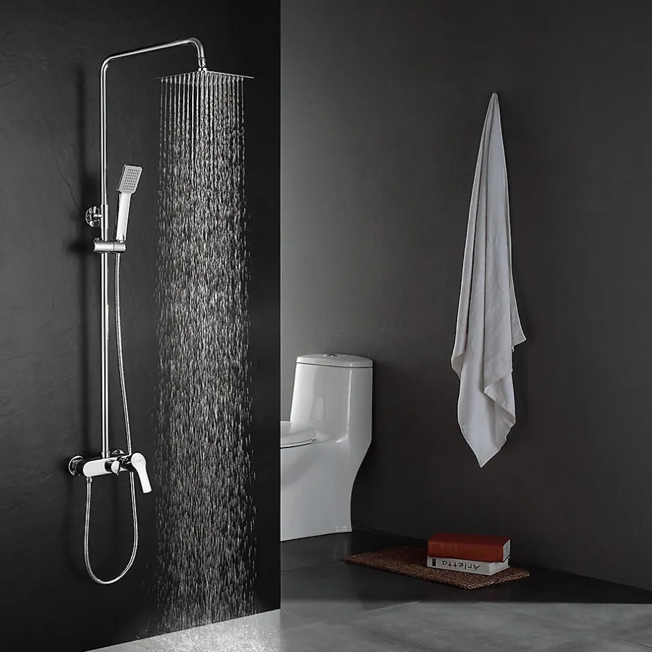 Kibath Colonne de douche carrée monocommande VER 83-126 cm, finition chrome poli, en laiton* Colonne De Douche Mécanique