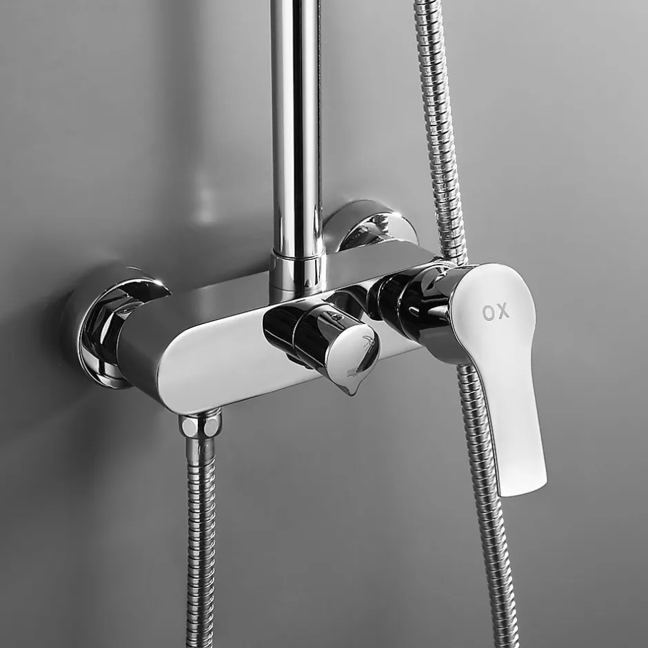 Kibath Colonne de douche carrée monocommande VER 83-126 cm, finition chrome poli, en laiton* Colonne De Douche Mécanique