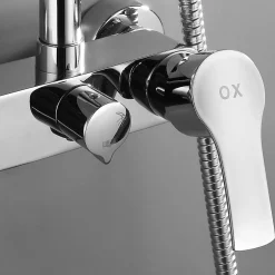 Kibath Colonne de douche carrée monocommande VER 83-126 cm, finition chrome poli, en laiton* Colonne De Douche Mécanique