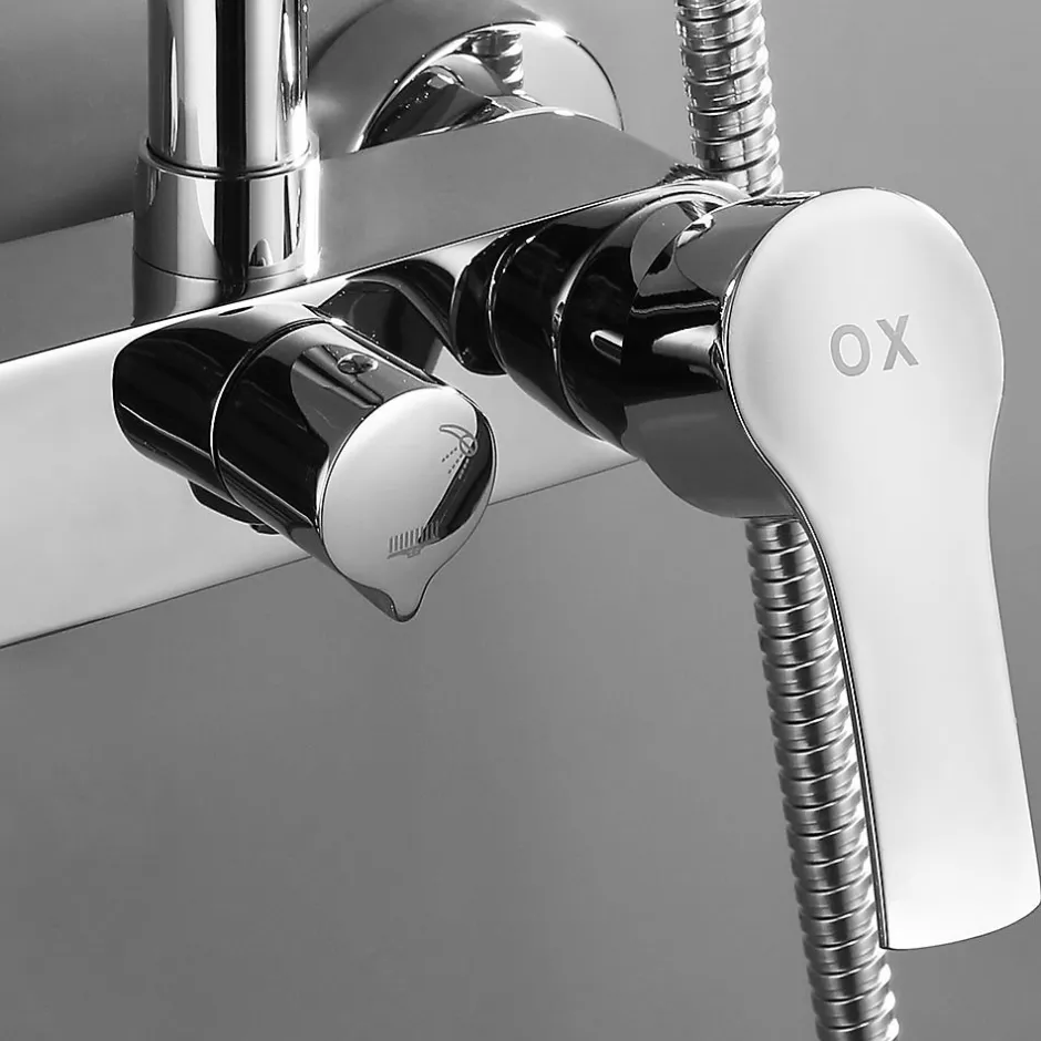 Kibath Colonne de douche carrée monocommande VER 83-126 cm, finition chrome poli, en laiton* Colonne De Douche Mécanique