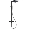 Essebagno Colonne de douche carrée thermostatique noire Square II