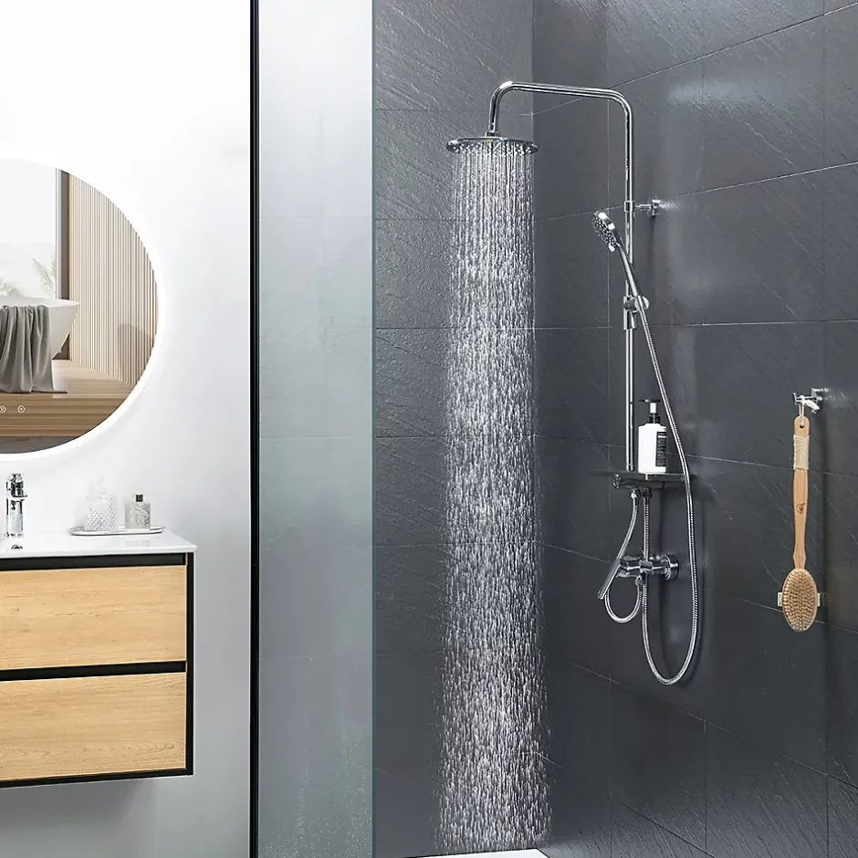 Bain-Bain Colonne de douche Chrome Avec Tablette KIRA -