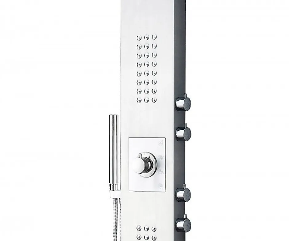 Bernstein Colonne de douche Chrome thermostatique murale acier inox mitigeur, pommeau de douche, jets massage, 165x22cm, SEDAL 8815