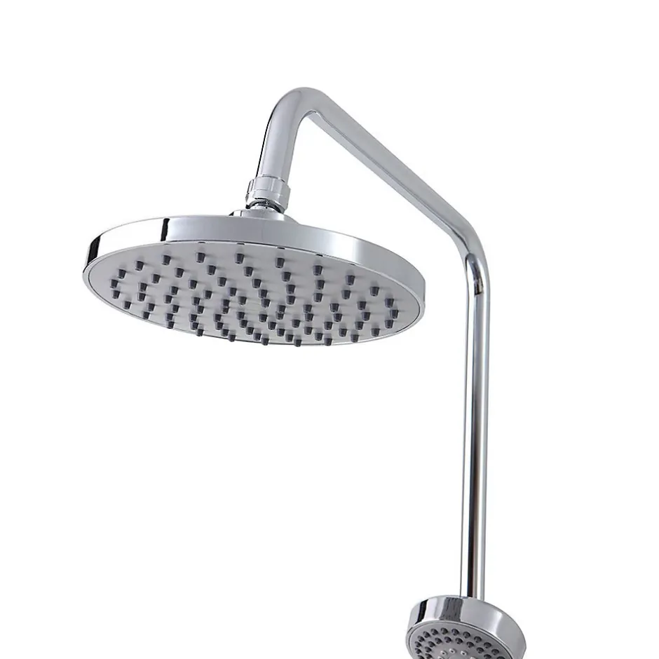 Kiamami Valentina Colonne De Douche Chromée Avec Pomme De Douche Fixe, Douchette À Main Extractible Et Inverseur.