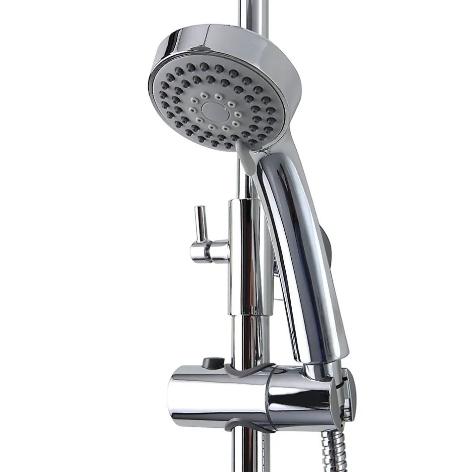 Kiamami Valentina Colonne De Douche Chromée Avec Pomme De Douche Fixe, Douchette À Main Extractible Et Inverseur.