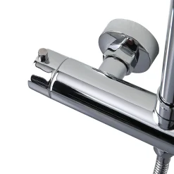 Kiamami Valentina Colonne De Douche Chromée Avec Pomme De Douche Fixe, Douchette À Main Extractible Et Inverseur.