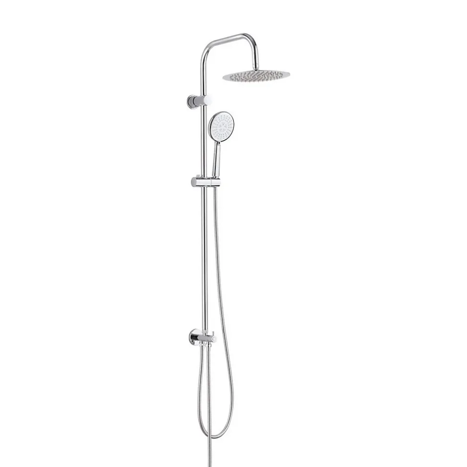 Valentin Colonne de douche classique à raccorder sur robinetterie avec pomme de tête, douchette et flexible, chrome Classic