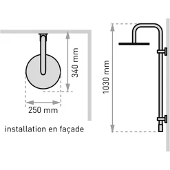 Valentin Colonne de douche classique à raccorder sur robinetterie avec pomme de tête, douchette et flexible, chrome Classic