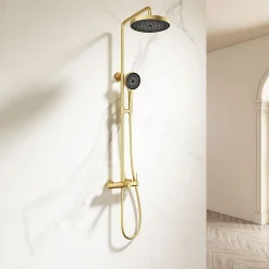Dileci Colonne de douche couleur 3 fonctions couleur or -