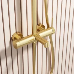 Dileci Colonne de douche couleur 3 fonctions couleur or -