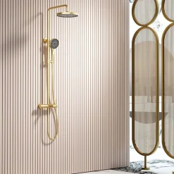 Dileci Colonne de douche couleur 3 fonctions couleur or -