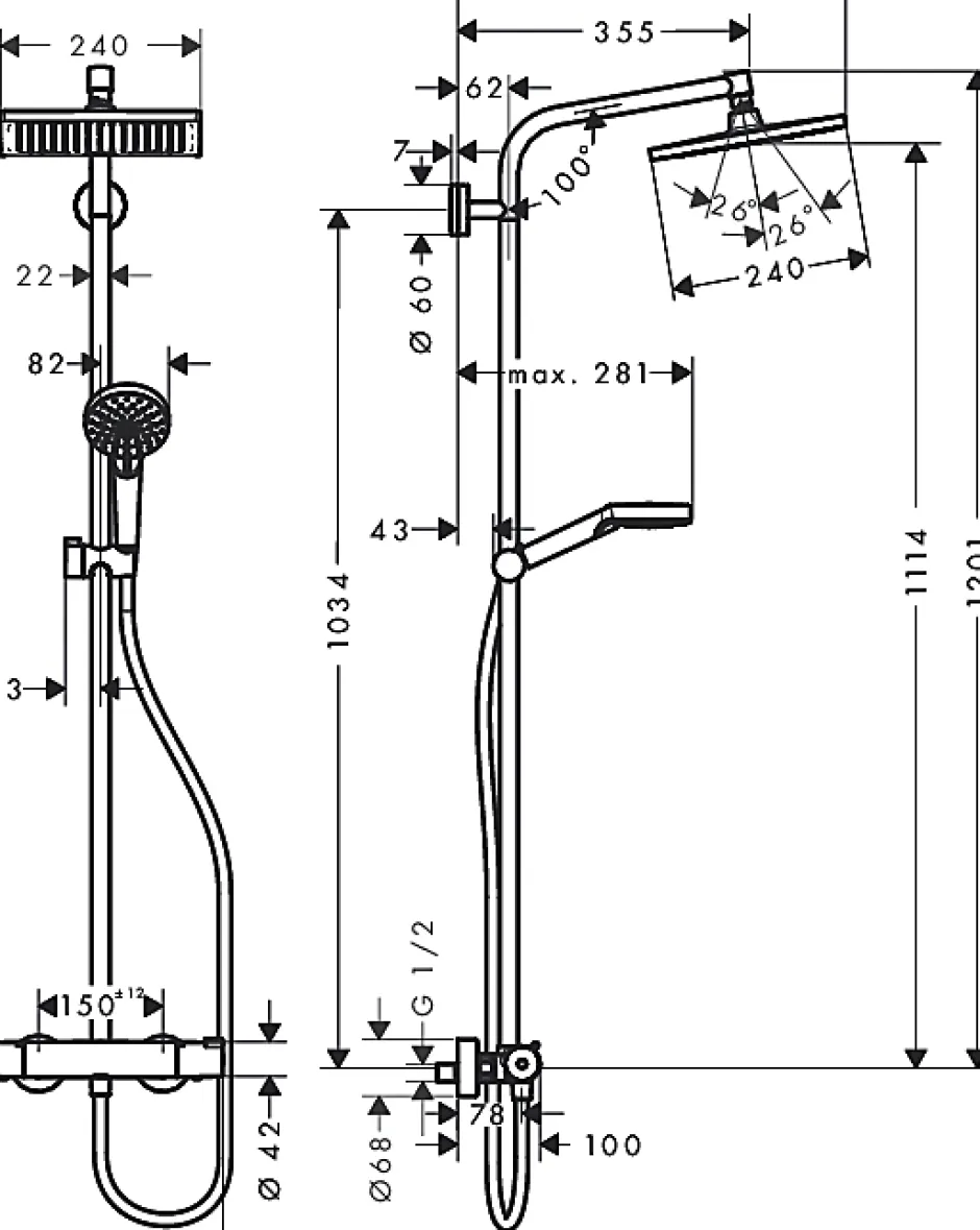 Hansgrohe Colonne de douche Crometta E 240 chromé 27271000
