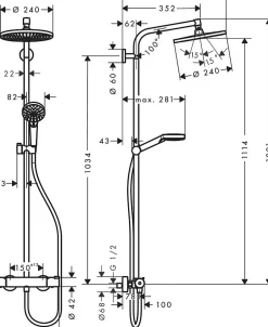 Hansgrohe Colonne de douche Crometta S 240 chromé 27267000* Colonne De Douche Thermostatique