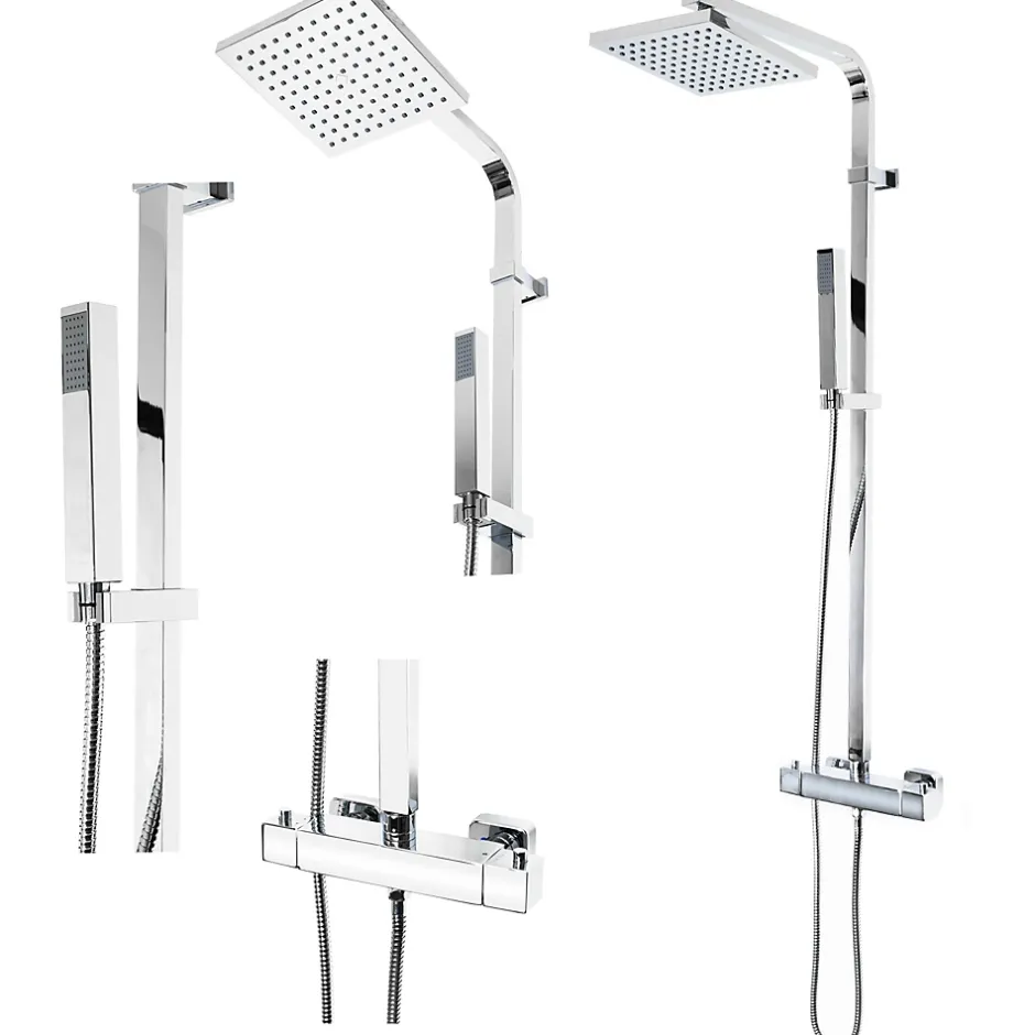 Autres Colonne de douche design carre Robinet Mitigeur thermostatique chrome* Colonne De Douche Thermostatique
