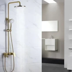 Hudor COLONNE DE DOUCHE DORÉE BROSSÉE (OR MAT) SC008 COLLECTION SCAMANDRE* Robinet De Douche