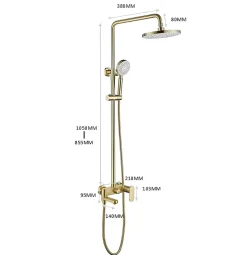 Hudor COLONNE DE DOUCHE DORÉE BROSSÉE (OR MAT) SC008 COLLECTION SCAMANDRE* Robinet De Douche