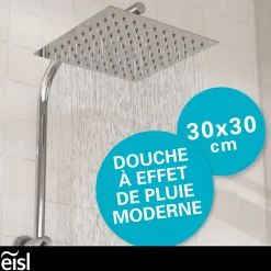 Eisl Colonne de douche EASY DELUXE chromé avec pommeau de douche effet pluie - raclette incluse* Colonne De Douche Thermostatique