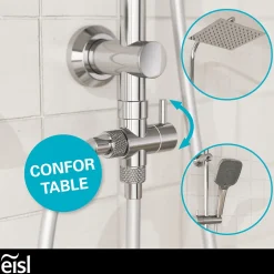 Eisl Colonne de douche EASY DELUXE chromé avec pommeau de douche effet pluie - raclette incluse* Colonne De Douche Thermostatique