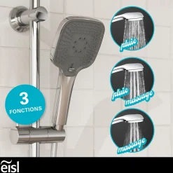 Eisl Colonne de douche EASY DELUXE chromé avec pommeau de douche effet pluie - raclette incluse* Colonne De Douche Thermostatique