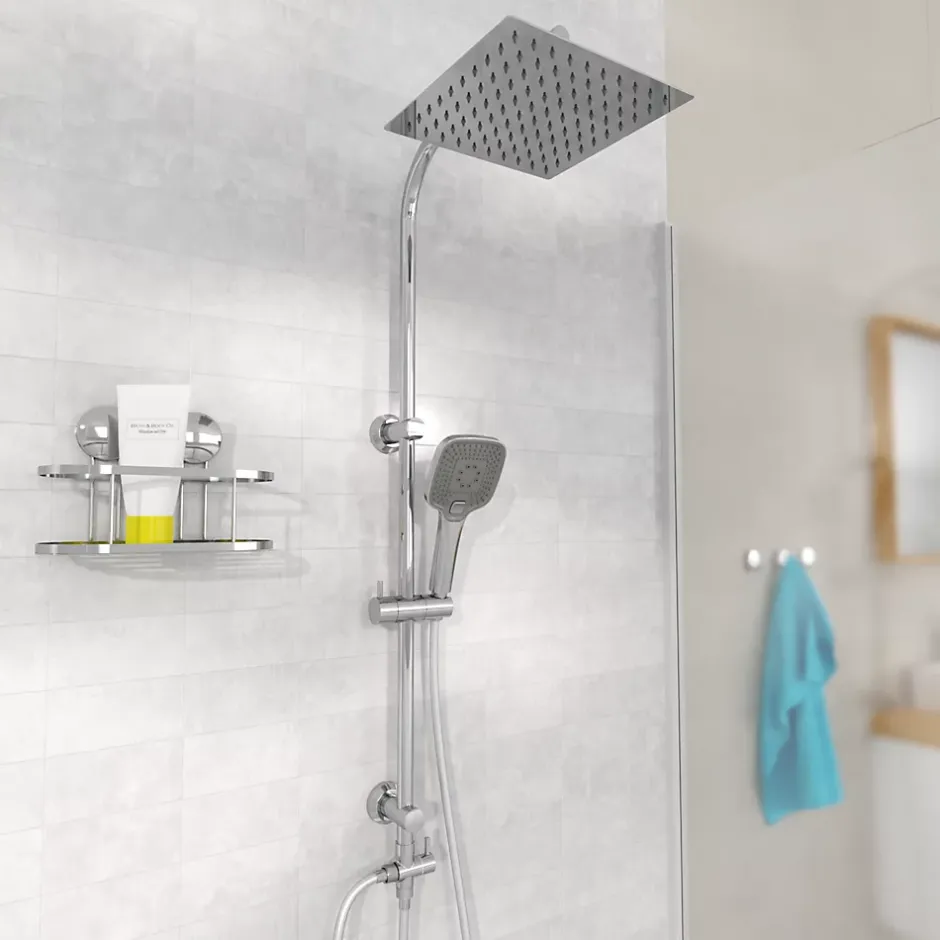 Eisl Colonne de douche EASY DELUXE chromé avec pommeau de douche effet pluie - raclette incluse* Colonne De Douche Thermostatique