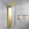 Aurlane Colonne de douche Effet Pluie - 140x20cm - Acier inoxydable Or brossé