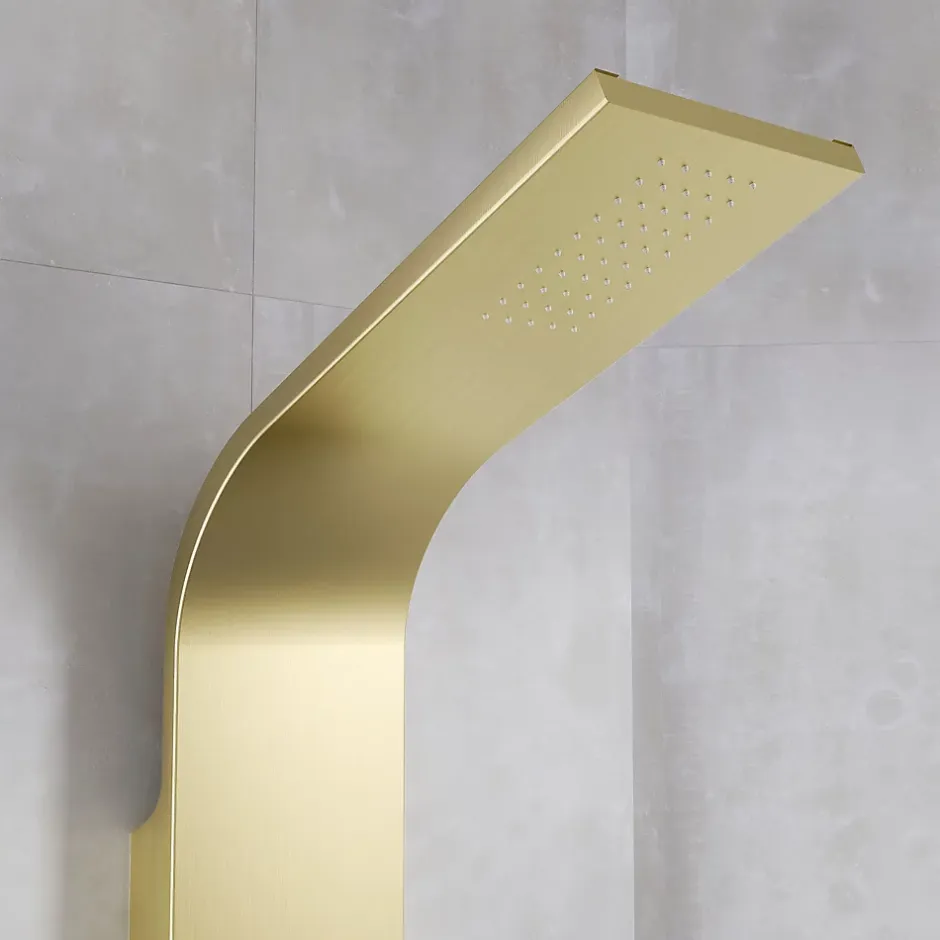 Aurlane Colonne de douche Effet Pluie - 140x20cm - Acier inoxydable Or brossé